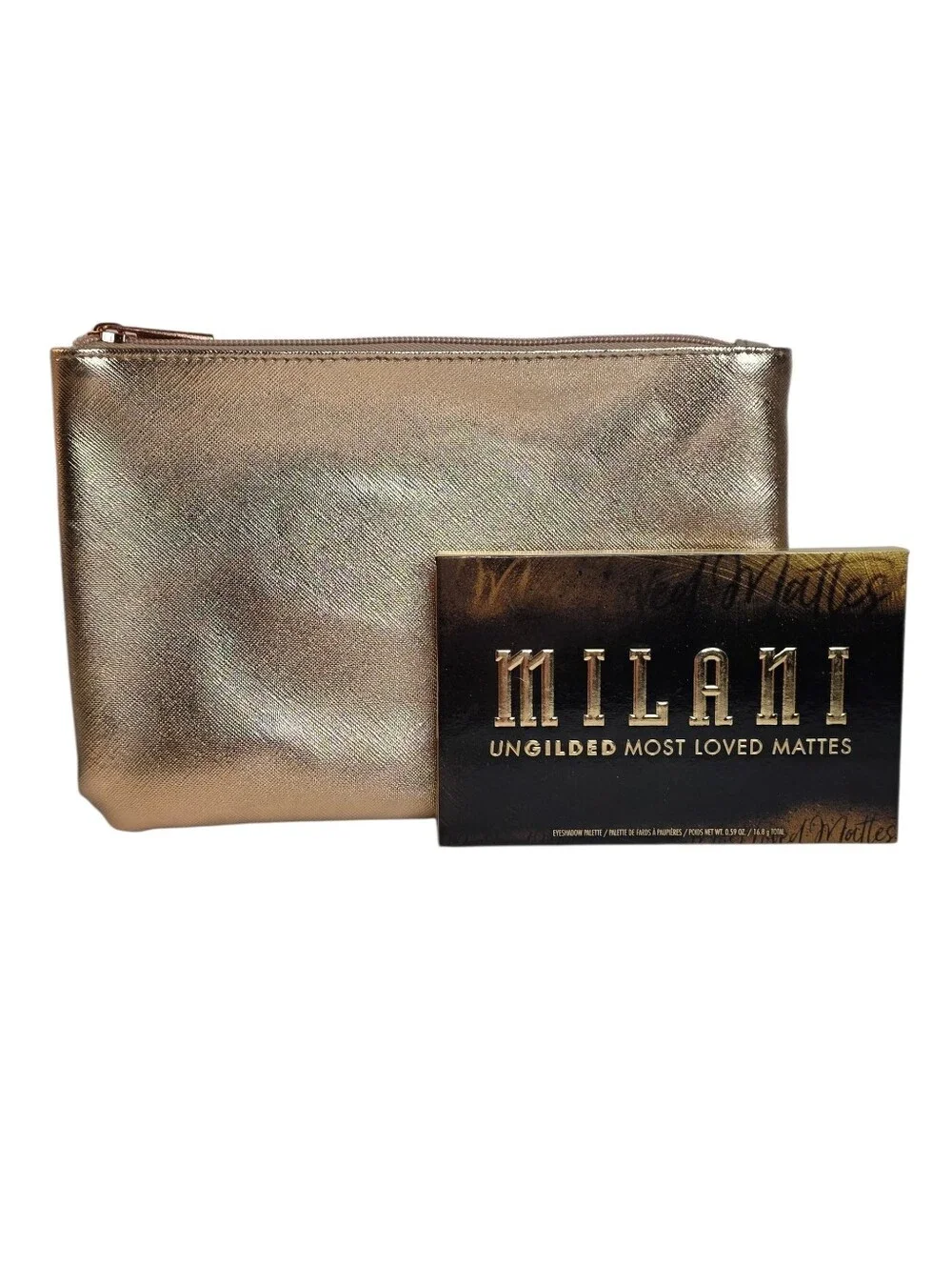 Milani Ungilded Most Loved Mattes Eyeshadow Palette & Omg Rose Gold Makeup Bag
